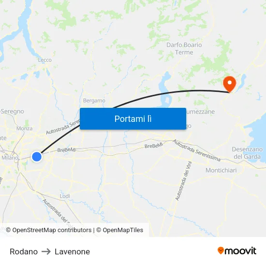 Rodano to Lavenone map