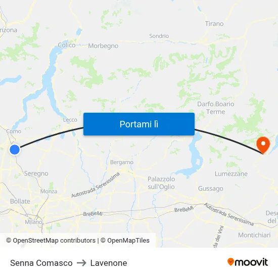 Senna Comasco to Lavenone map