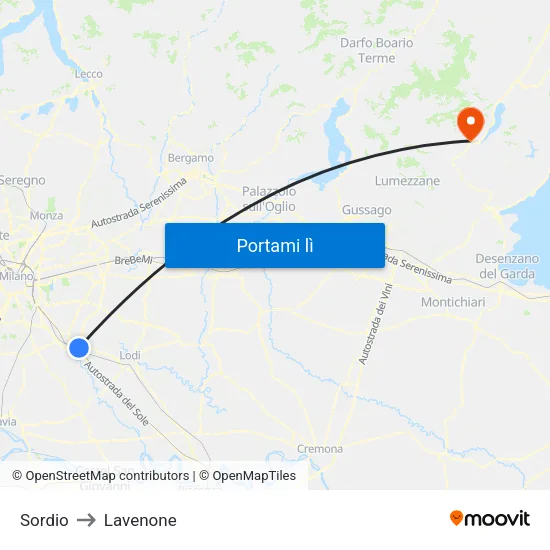 Sordio to Lavenone map