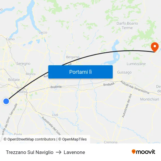 Trezzano Sul Naviglio to Lavenone map