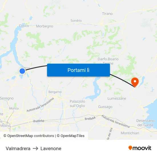 Valmadrera to Lavenone map