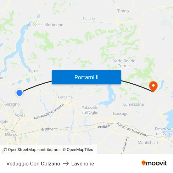 Veduggio Con Colzano to Lavenone map