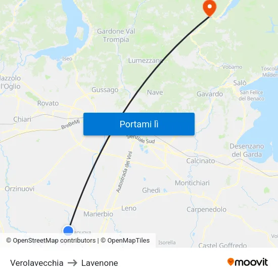 Verolavecchia to Lavenone map