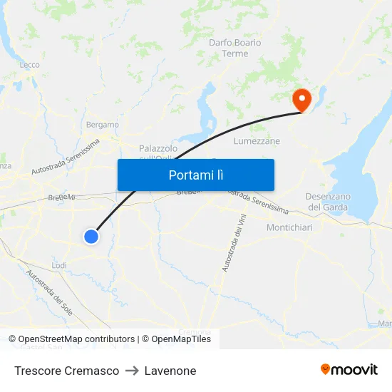 Trescore Cremasco to Lavenone map