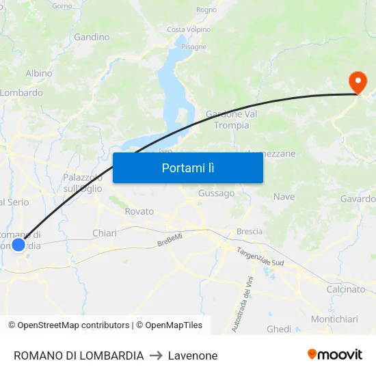 ROMANO DI LOMBARDIA to Lavenone map