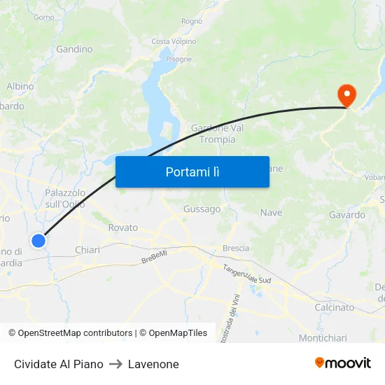 Cividate Al Piano to Lavenone map