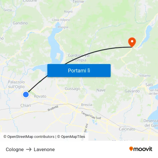 Cologne to Lavenone map