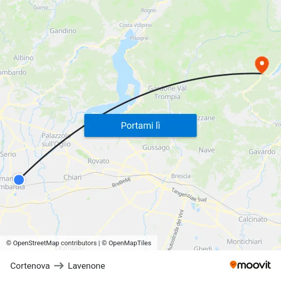 Cortenova to Lavenone map