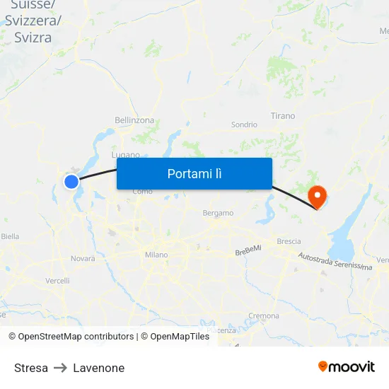 Stresa to Lavenone map