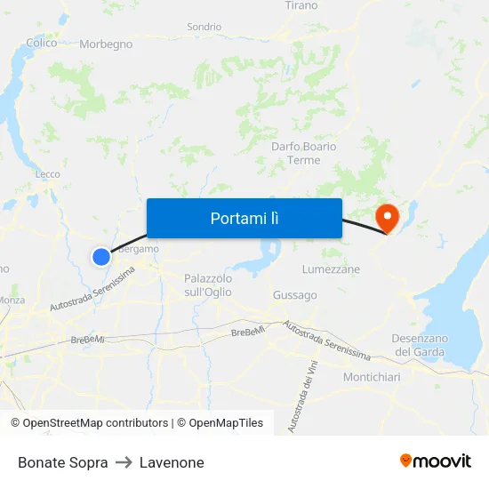 Bonate Sopra to Lavenone map