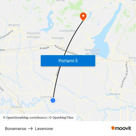 Bonemerse to Lavenone map