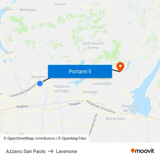 Azzano San Paolo to Lavenone map