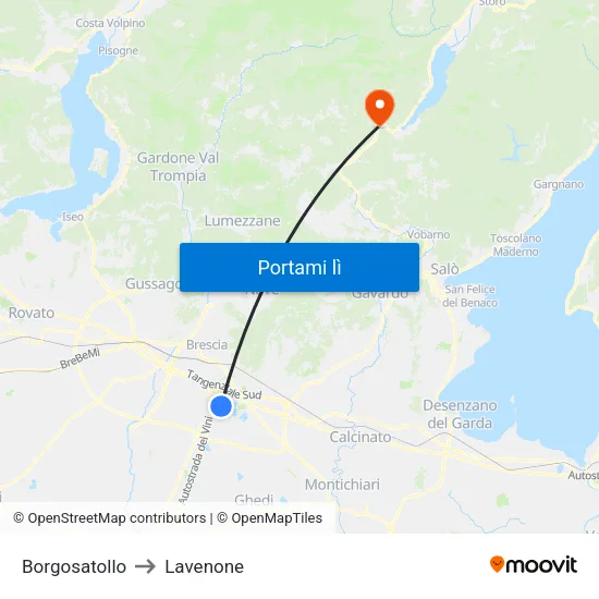Borgosatollo to Lavenone map