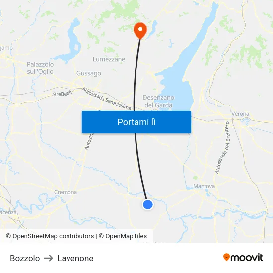 Bozzolo to Lavenone map