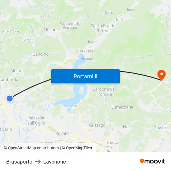 Brusaporto to Lavenone map
