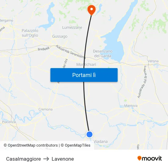 Casalmaggiore to Lavenone map