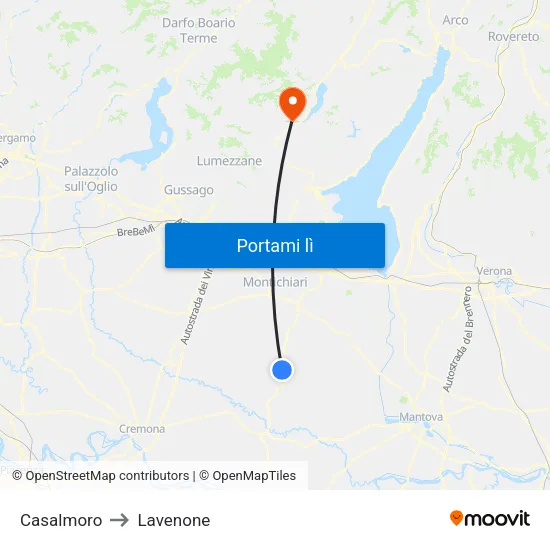 Casalmoro to Lavenone map