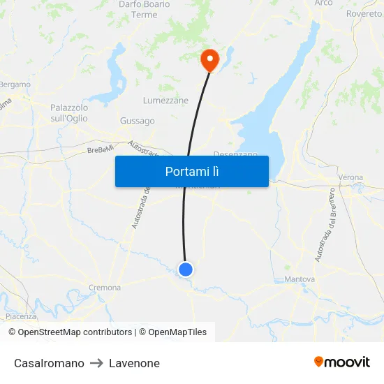 Casalromano to Lavenone map
