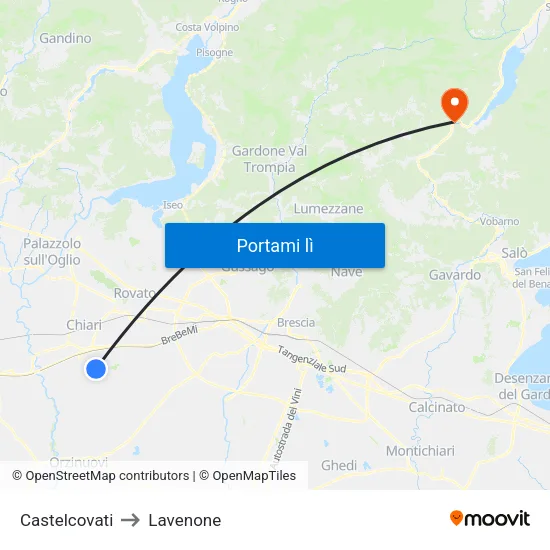 Castelcovati to Lavenone map