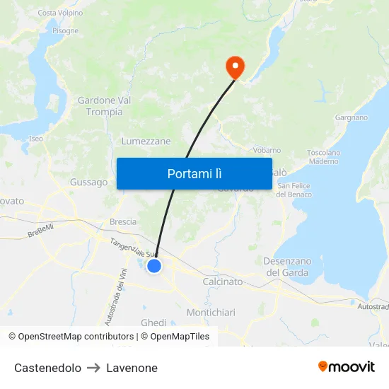 Castenedolo to Lavenone map