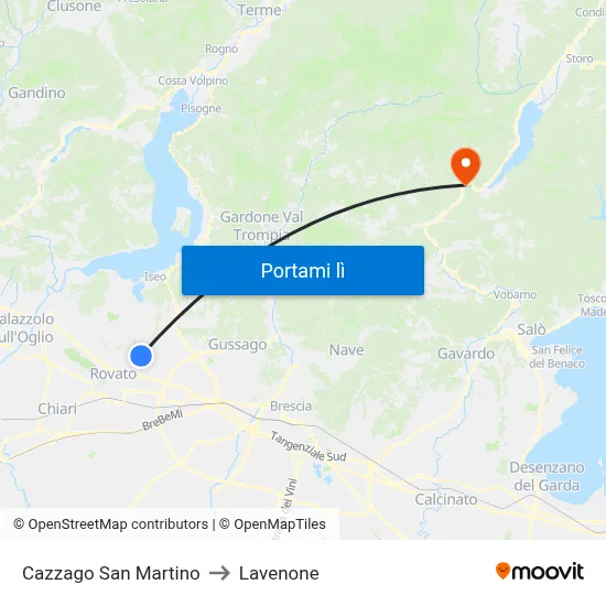 Cazzago San Martino to Lavenone map