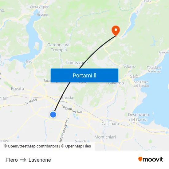 Flero to Lavenone map