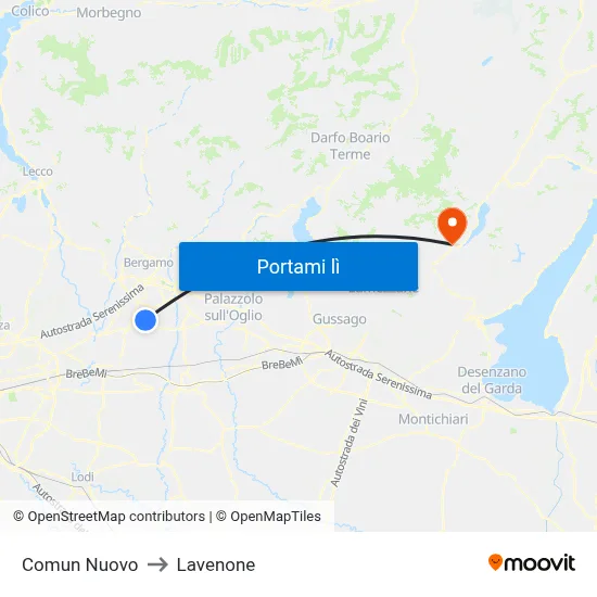 Comun Nuovo to Lavenone map