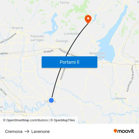 Cremona to Lavenone map