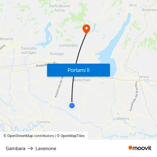 Gambara to Lavenone map