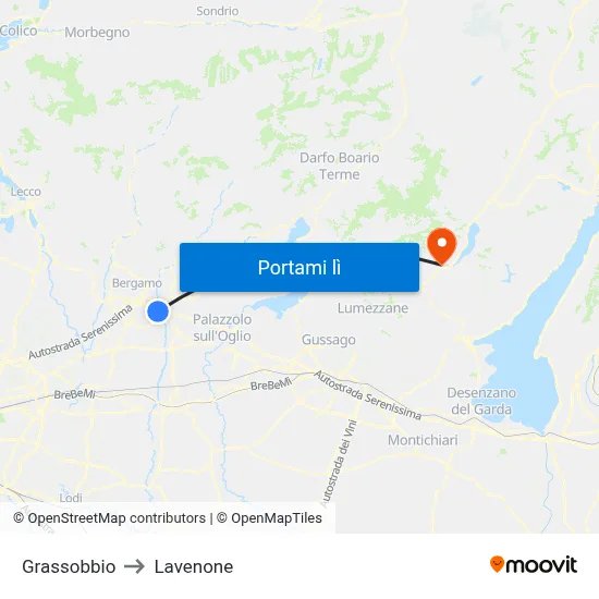 Grassobbio to Lavenone map