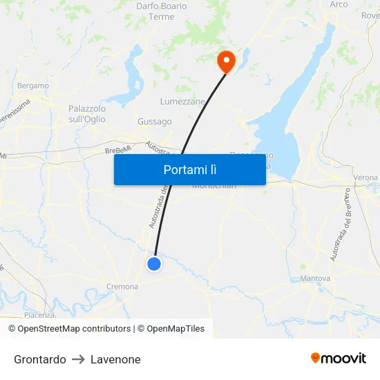 Grontardo to Lavenone map