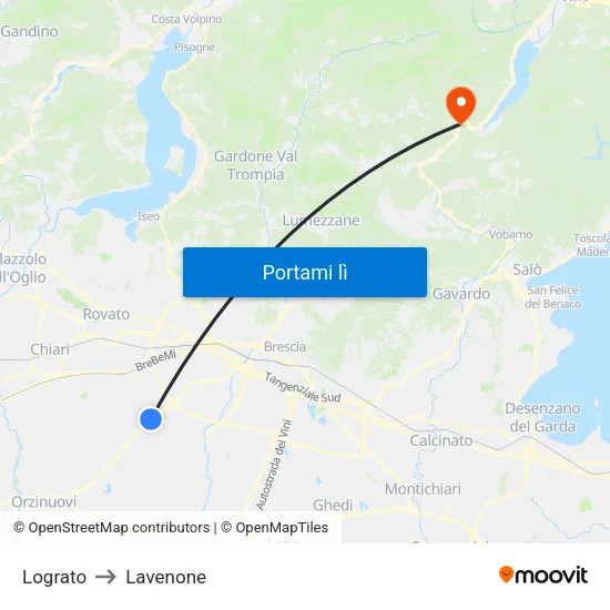 Lograto to Lavenone map