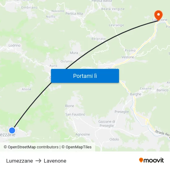Lumezzane to Lavenone map