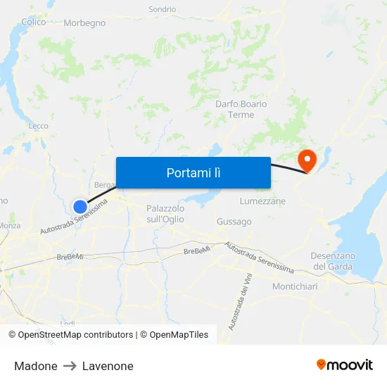 Madone to Lavenone map