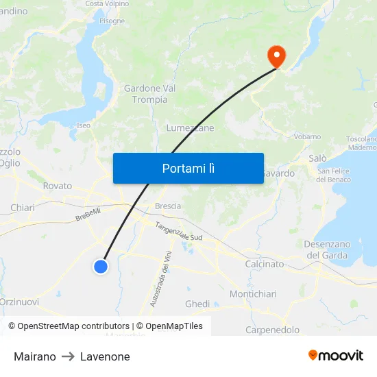 Mairano to Lavenone map