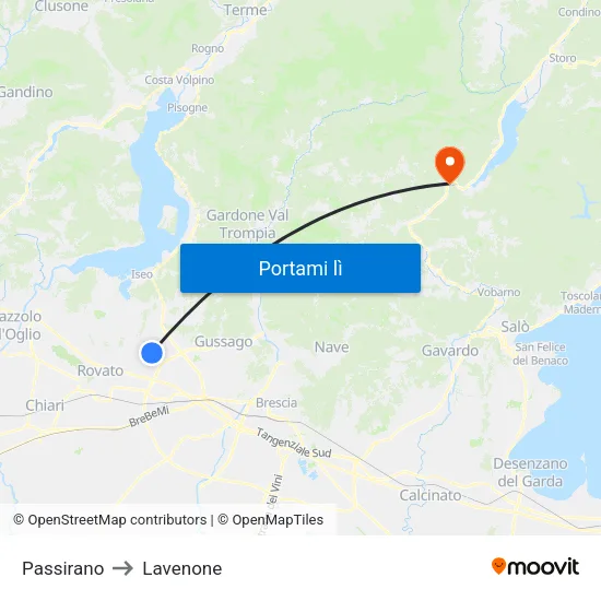 Passirano to Lavenone map