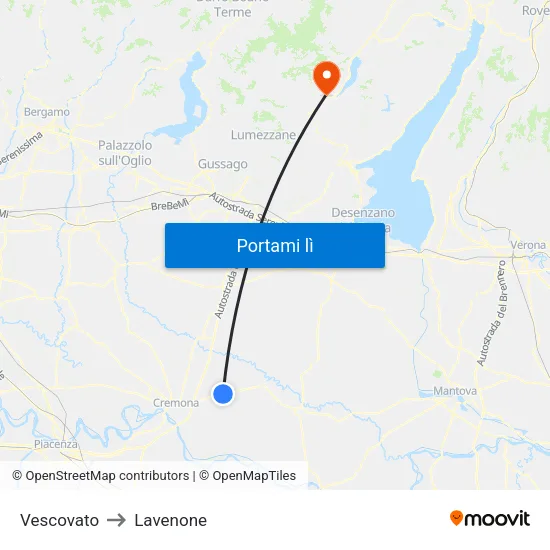 Vescovato to Lavenone map