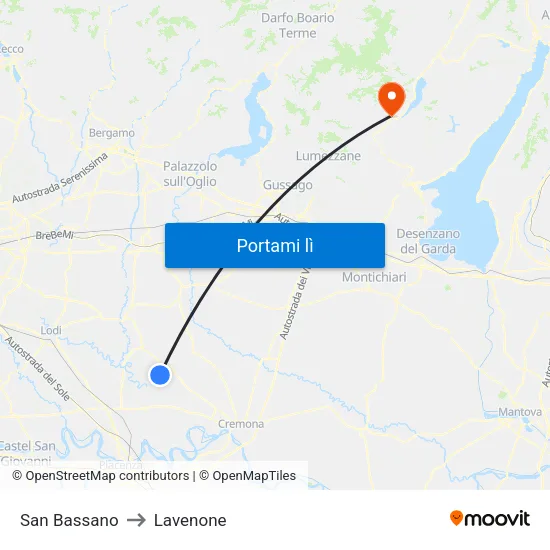 San Bassano to Lavenone map