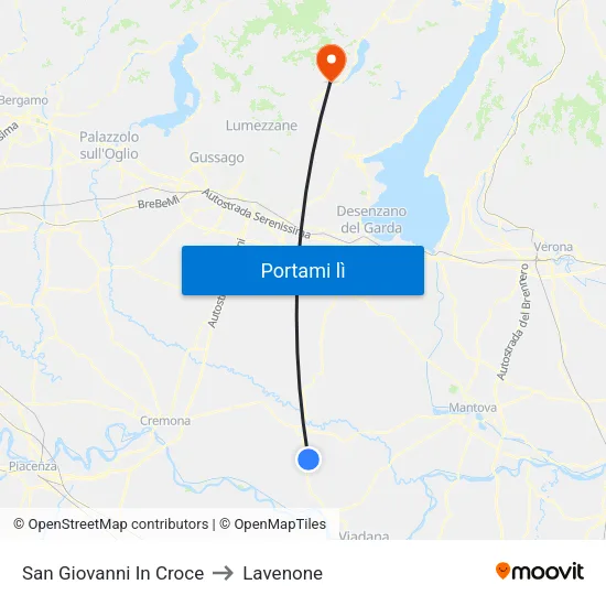 San Giovanni In Croce to Lavenone map