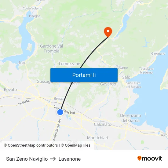 San Zeno Naviglio to Lavenone map