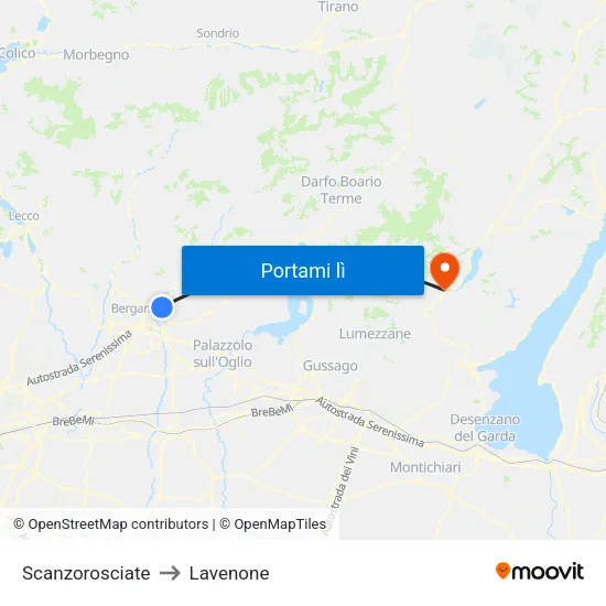 Scanzorosciate to Lavenone map