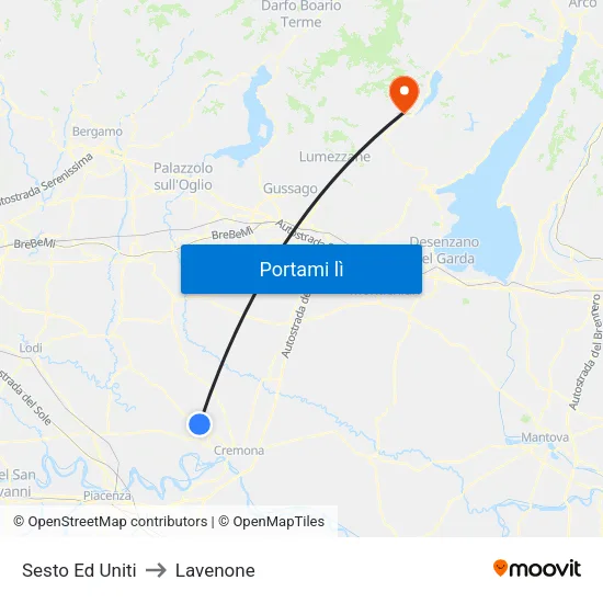 Sesto Ed Uniti to Lavenone map