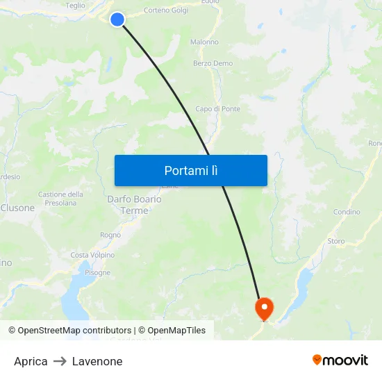 Aprica to Lavenone map