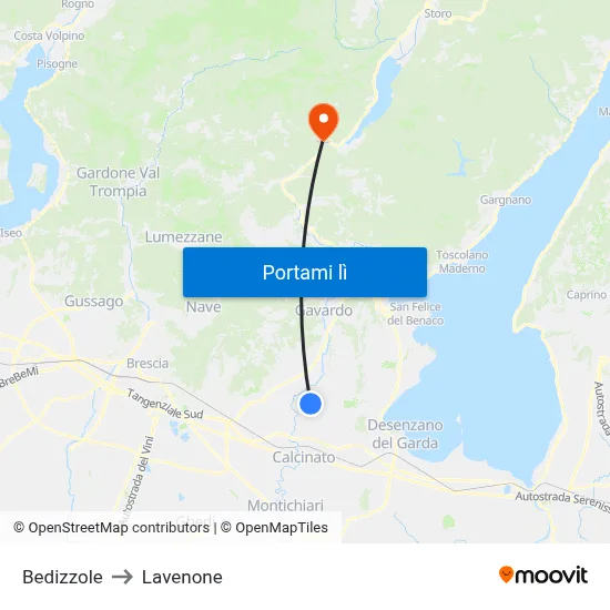 Bedizzole to Lavenone map