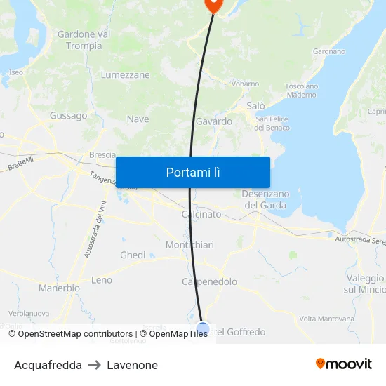 Acquafredda to Lavenone map