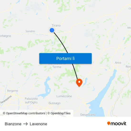 Bianzone to Lavenone map