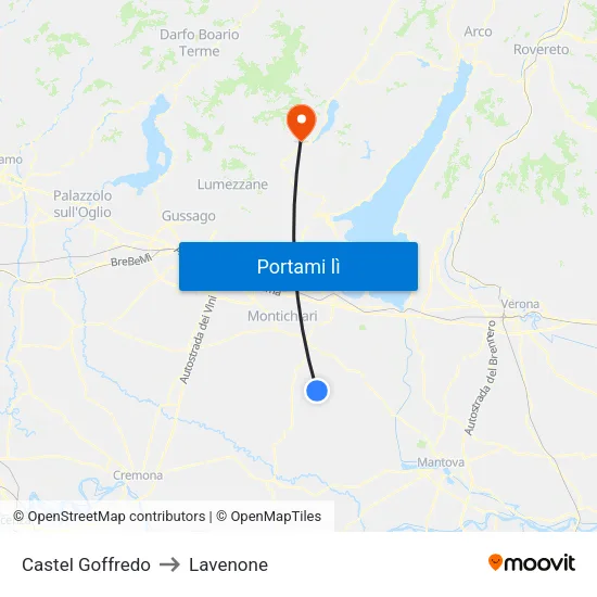 Castel Goffredo to Lavenone map