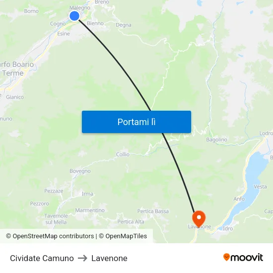Cividate Camuno to Lavenone map