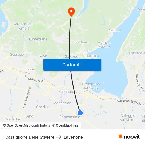 Castiglione Delle Stiviere to Lavenone map