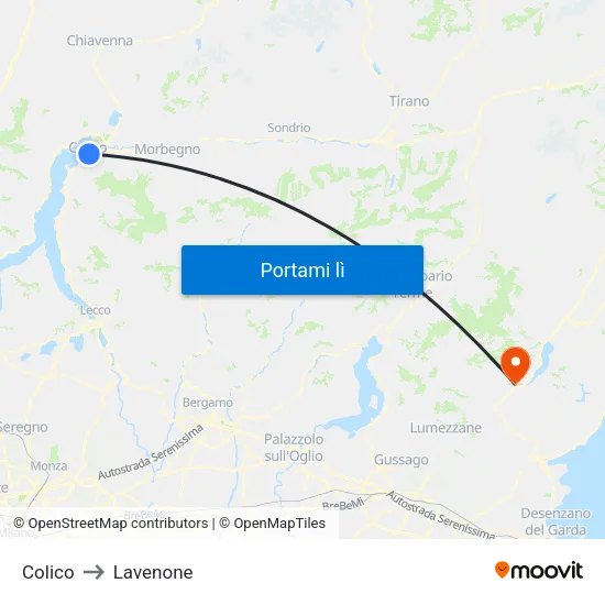 Colico to Lavenone map